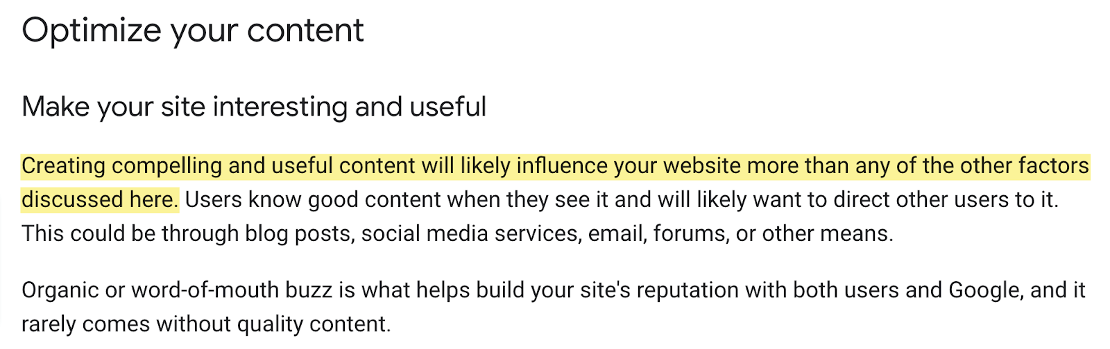 google rewards content quality 