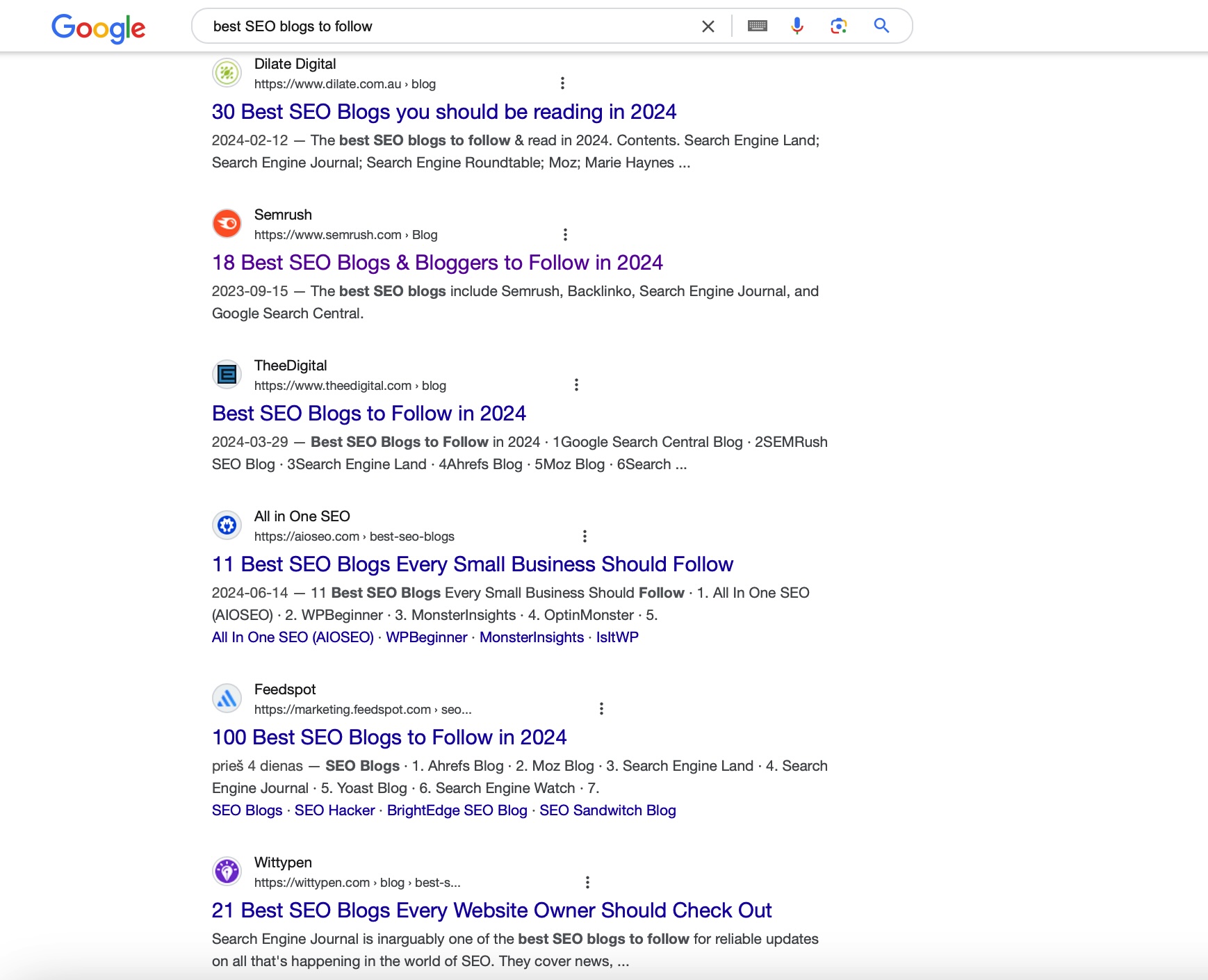 best seo blogs to follow serp example from google